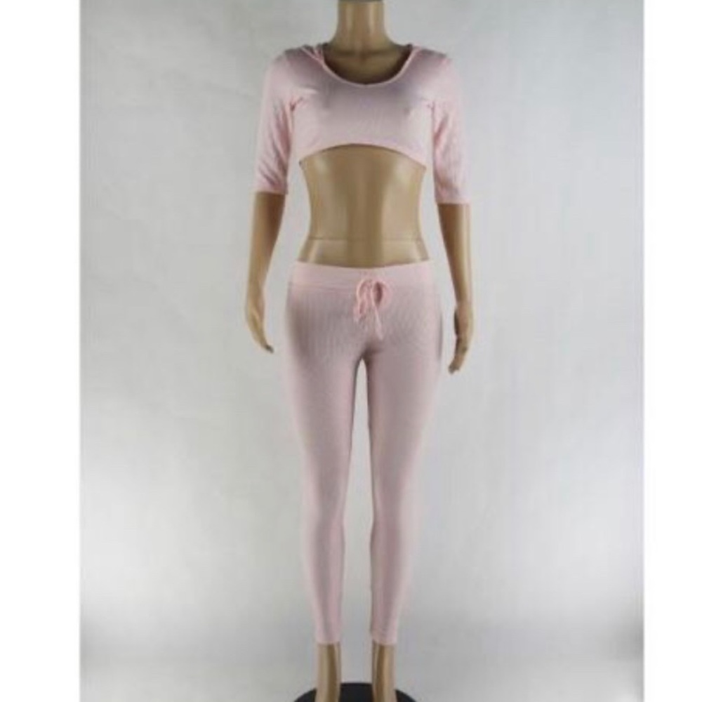 NWT 2 Piece Hoodie Crop Top Comfy Pants Set Sz L